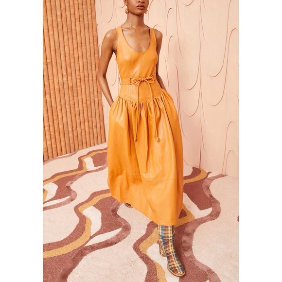 NWT Ulla Johnson Midi Sleeveless Belted Cordelia Leather Dress - Picture 1 of 10